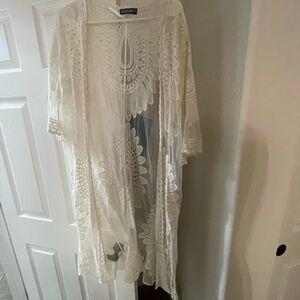 White Lace Kimono Cardigan